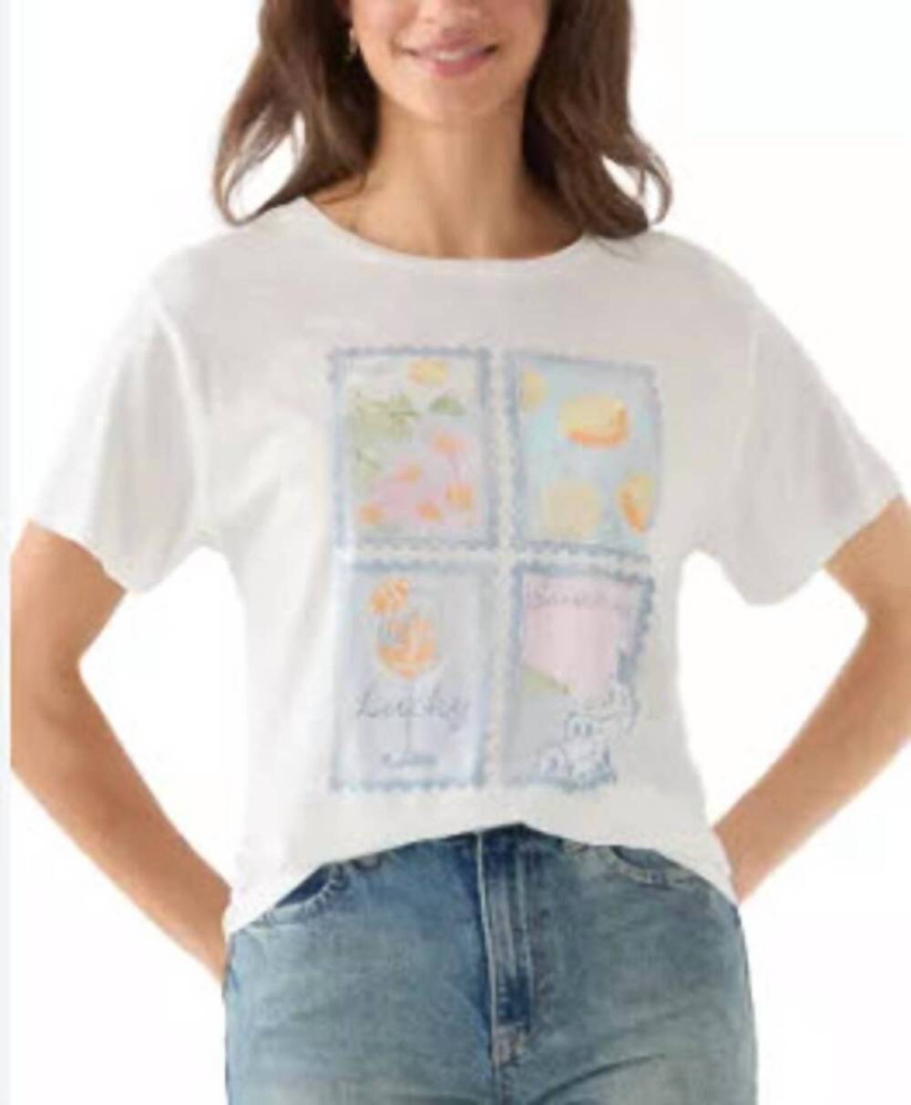 NEW LUCKY BRAND burnout tee in white